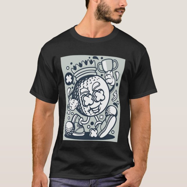 Funny Animated King Golf Ball Hero Champ, Gift for T-Shirt (Front)