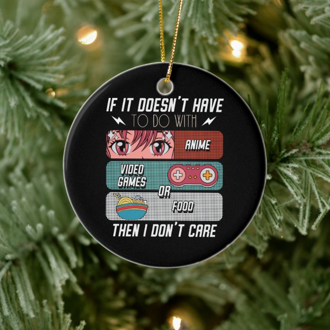 Funny Anime Fans Food And Video Games Lover Gifts Ceramic Ornament (Tree)