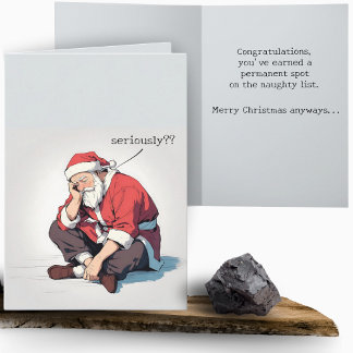 Funny Anime Sad Santa Naughty List Christmas Card