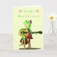 Funny Anniversary Card Frog Guitar Player
