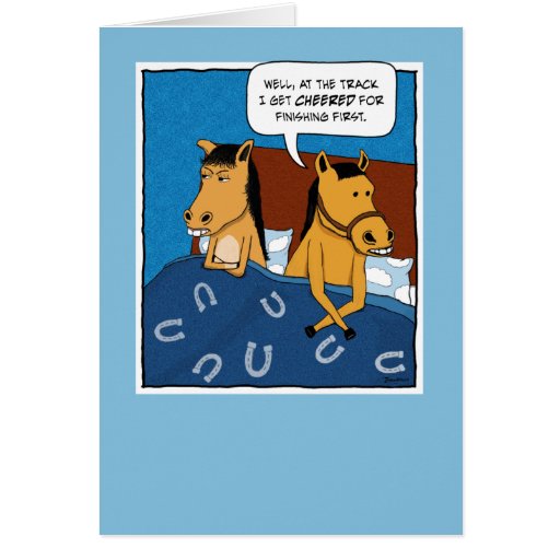 Funny anniversary card: Horses in Bed Greeting Card | Zazzle