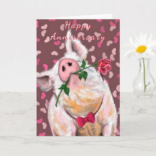 Funny Anniversary Card Romantic Gentleman Pig