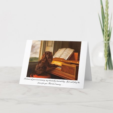 Funny Anniversary Card With Dog And Piano