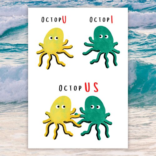 Funny anniversary card with octopus pun