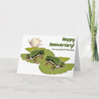 Funny Anniversary Frog Couple on Lily Pads Photos
