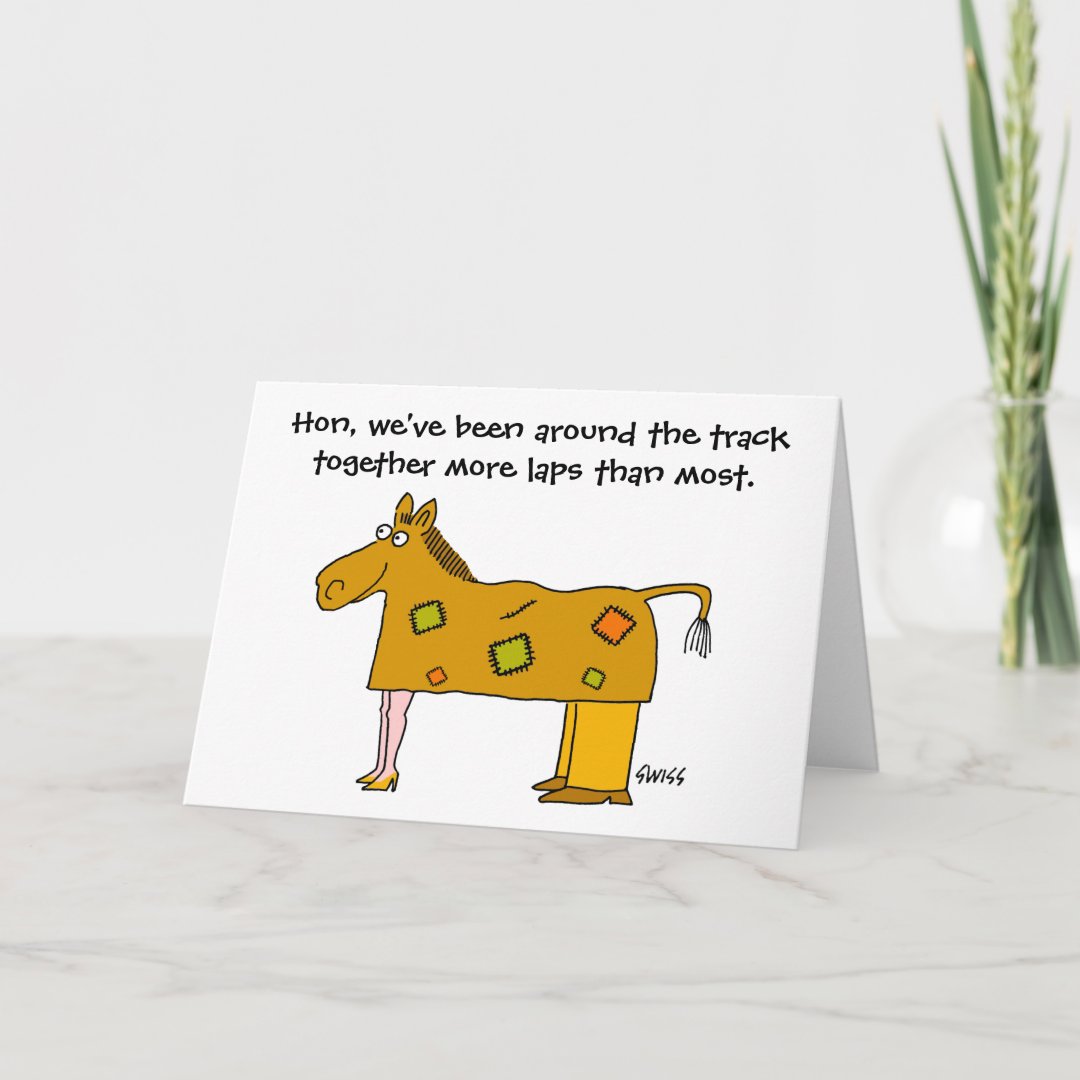 Funny Anniversary Horse Racing Theme Husband Wife Card | Zazzle