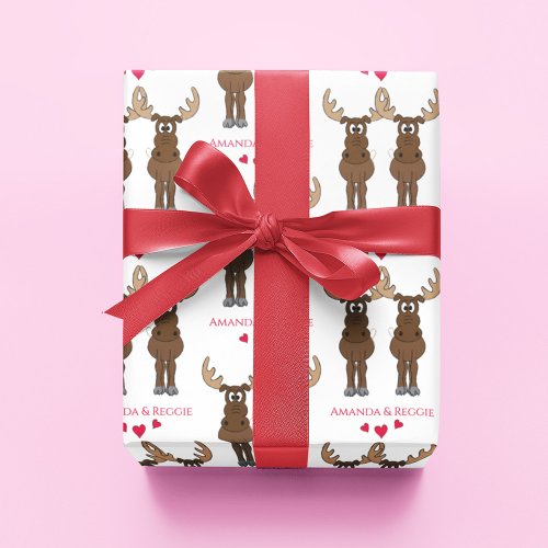 Funny Anniversary Party Cute Moose Custom  Wrapping Paper