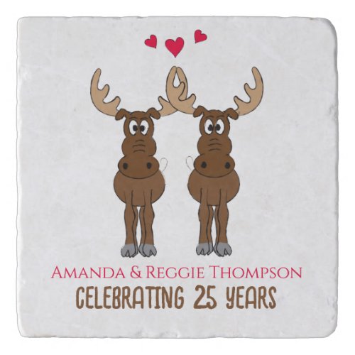 Funny Anniversary Party Cute Whimsical Moose Trivet