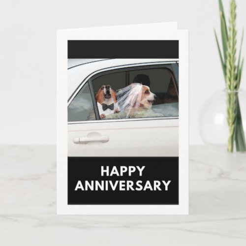 Funny Anniversary with Corgi Couple in Car Card