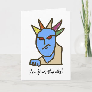Funny Annoyed Cartoon I'm Fine Letterpress Thank You Card