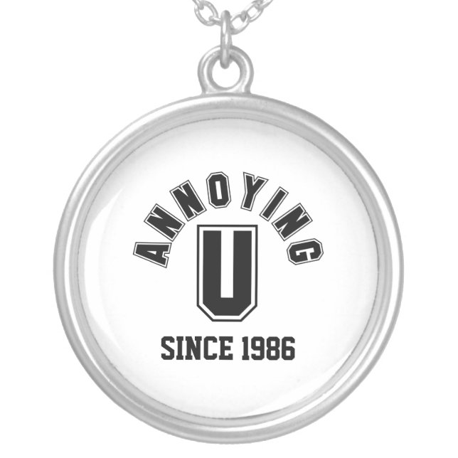 Funny Annoying You Necklace, Black Silver Plated Necklace (Front)