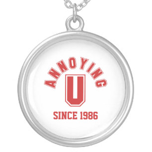 Funny Annoying You Necklace, Red Silver Plated Necklace