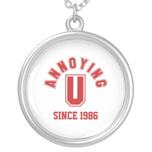 Funny Annoying You Necklace Red Silver Plated Necklace