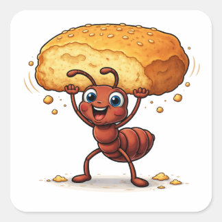 Funny Ant Lifting Giant Crumb Art Sticker