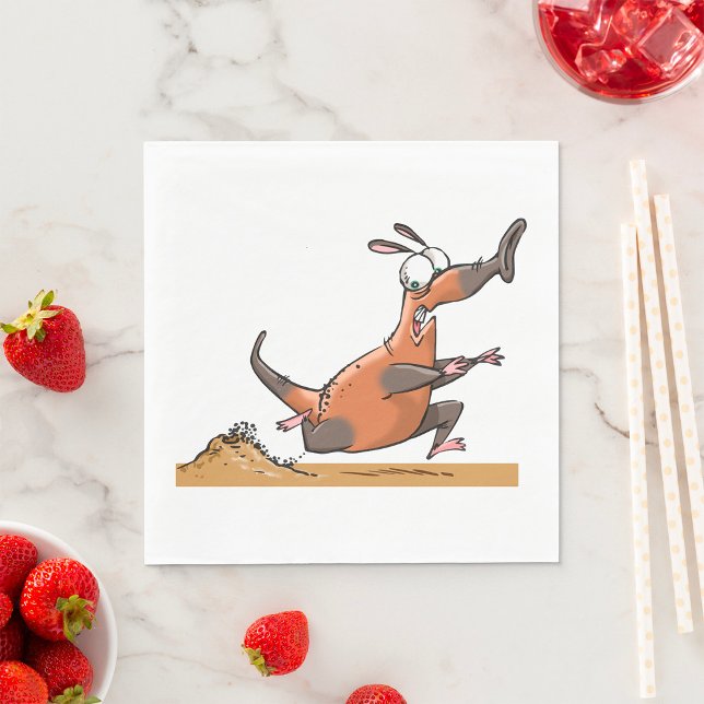 Funny Anteater Cartoon Quirky Running Animal  Napkins (Creator Uploaded)