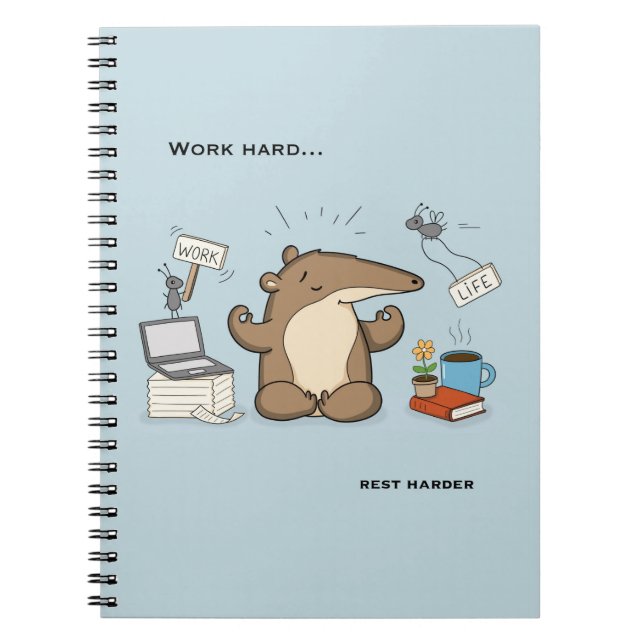 Funny Anteater Notification Hunter Illustration Notebook (Front)