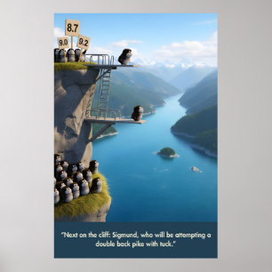 Funny Anthropomorphic Leaping Lemmings 3D Art  Poster