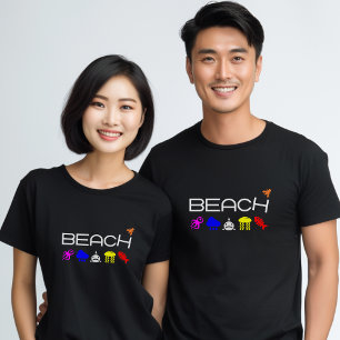 Funny Anti-Beach Icons Dark Color T-Shirt