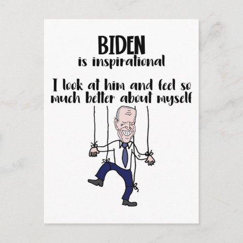 Funny anti Biden Puppet Inspirational Satire Postcard