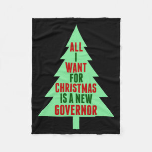 Funny Anti Governor Litical Christmas Humor Fleece Blanket