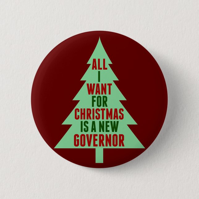 Funny Anti Governor Political Christmas Humor Button (Front)
