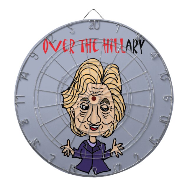Funny Anti Hillary Clinton Political Art Dartboard With Darts (Front)