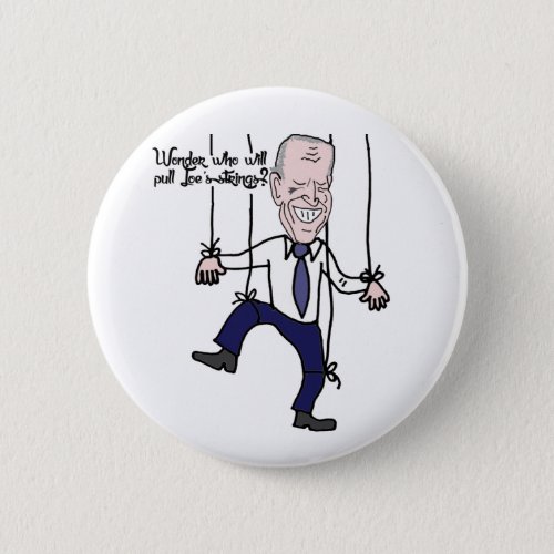 Funny Anti Joe Biden Puppet Political Cartoon Button