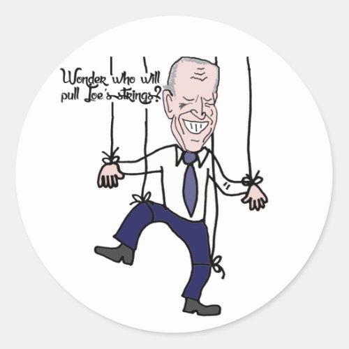 Funny Anti Joe Biden Puppet Political Cartoon Classic Round Sticker