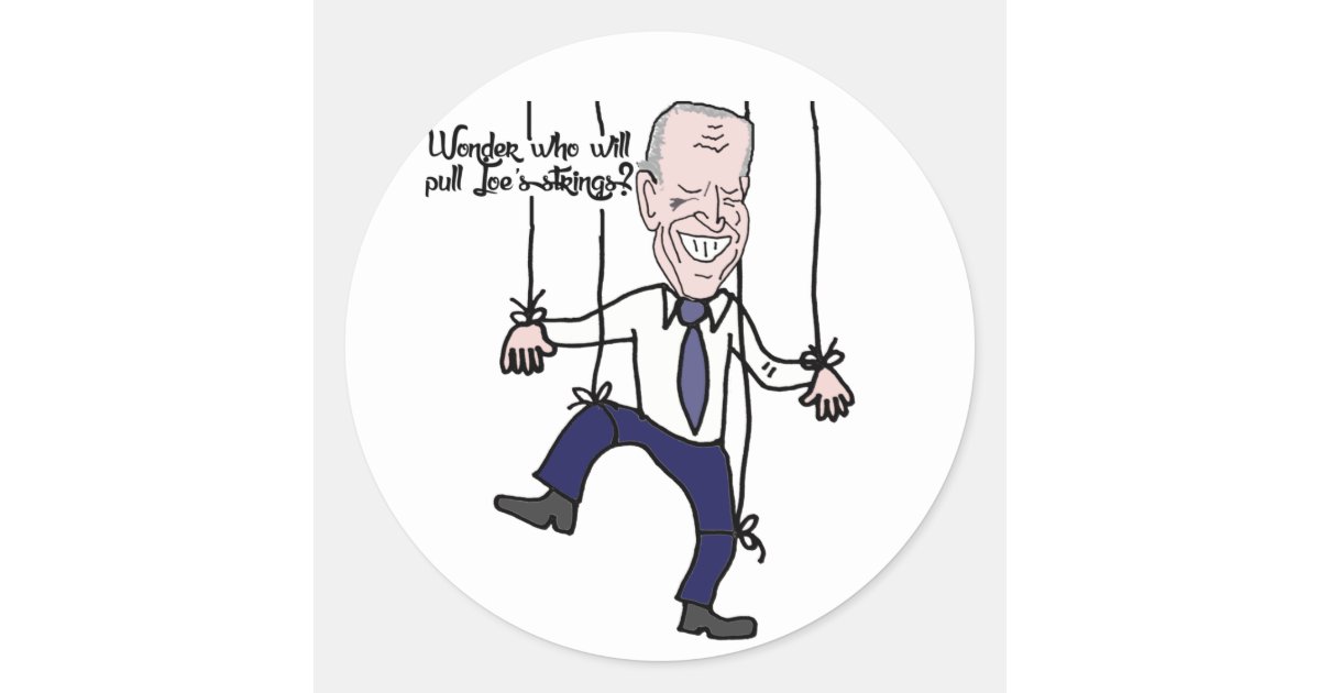 Funny Anti Joe Biden Puppet Political Cartoon Classic Round Sticker | Zazzle.com