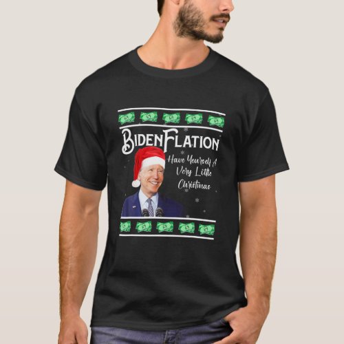 Funny Anti Joe Biden Santa Hat Bidenflation Ugly C T_Shirt