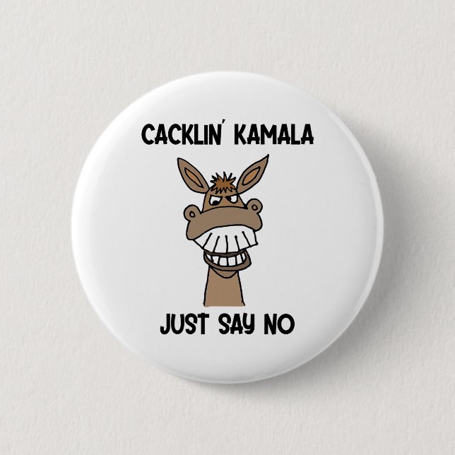 Funny Anti Kamala Harris Laughing Donkey  Button (Front)