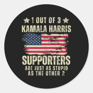 Funny Anti Kamala Harris Stupid Joke American Flag Classic Round Sticker