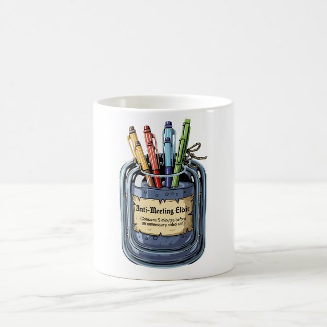 Funny "Anti-Meeting Elixir" Office Humor Gift Coffee Mug (Center)