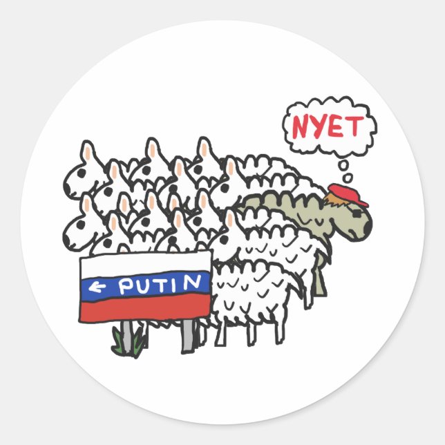 Funny Anti Putin Classic Round Sticker (Front)