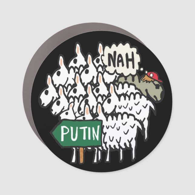 Funny Anti Putin Sheep Car Magnet (Front)