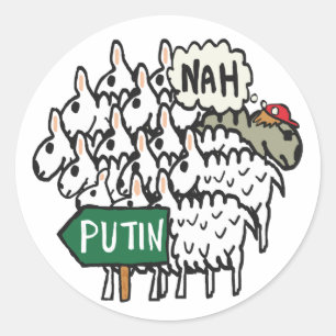 Funny Anti Putin Sheep Classic Round Sticker