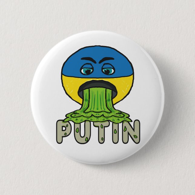 Funny Anti Putin Vomit Emoji Button (Front)