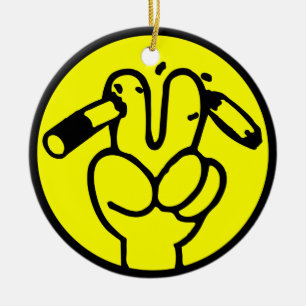 Funny Anti Smoking ⚠ Thai Sign ⚠ Ceramic Ornament