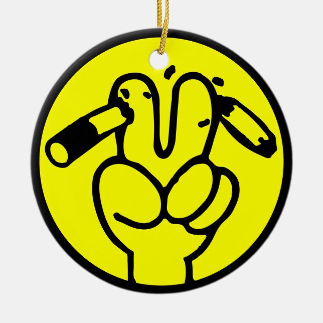 Funny Anti Smoking ⚠ Thai Sign ⚠ Ceramic Ornament (Front)