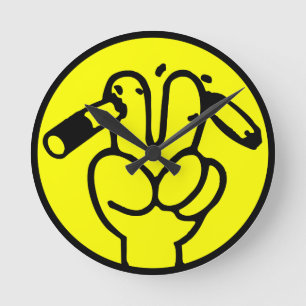 Funny Anti Smoking ⚠ Thai Sign ⚠ Round Clock