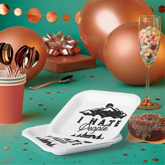 Funny Anti-Social Camping I Hate People  Paper Plates (Creator Uploaded)