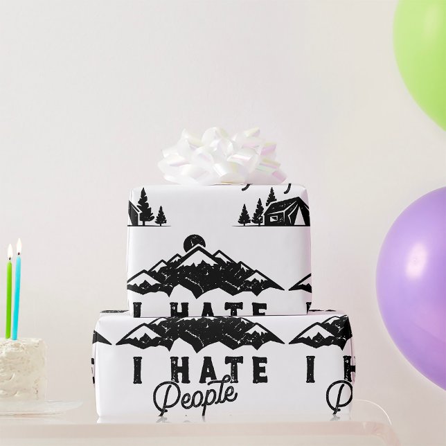 Funny Anti-Social Camping I Hate People  Wrapping Paper (Creator Uploaded)