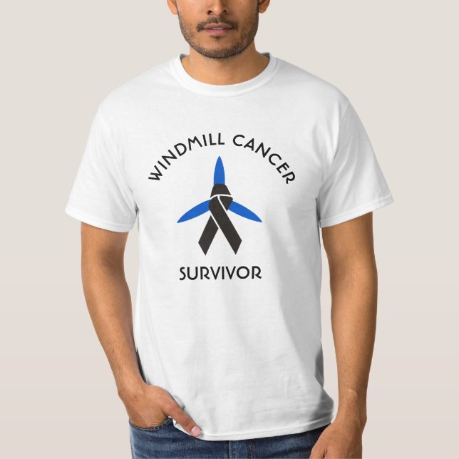 Funny Anti Trump Humor, Windmill Cancer Survivor T-Shirt (Front)