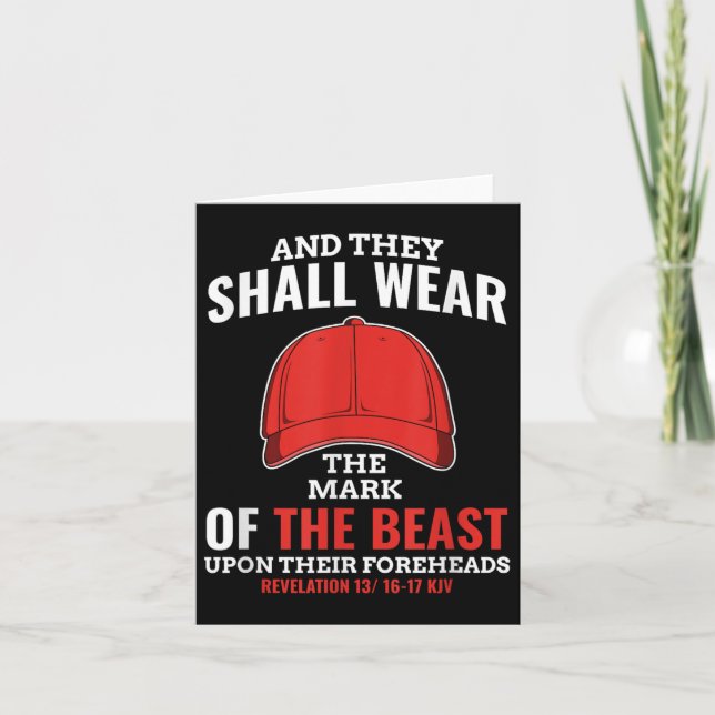 Funny Anti Trump Mark Of The Beast Red Hat Card (Front)