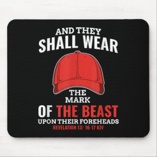 Funny Anti Trump Mark Of The Beast Red Hat Mouse Pad