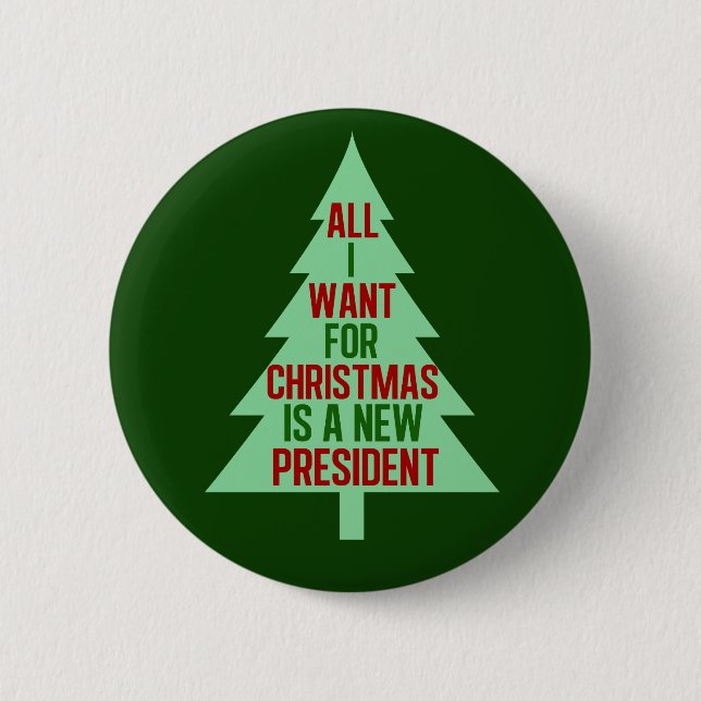 Funny Anti Trump Political Christmas Tree Pinback Button (Front)