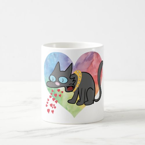 Funny Anti Valentine Cat Puking Hearts Coffee Mug