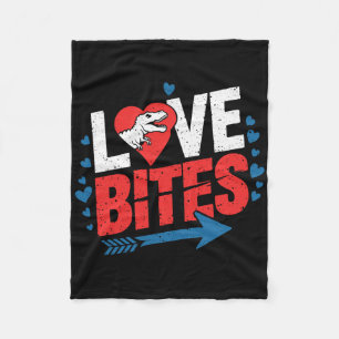 Funny Anti Valentine Day Dinosaur Love Bites Boys  Fleece Blanket
