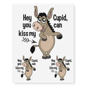 Funny Anti-Valentine Donkey temporary tattoos