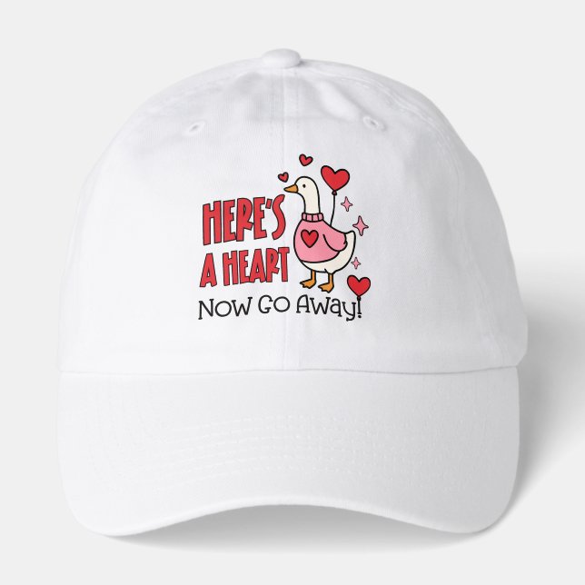 Funny Anti-Valentine Goose - Go Away Heart Hat (Front)